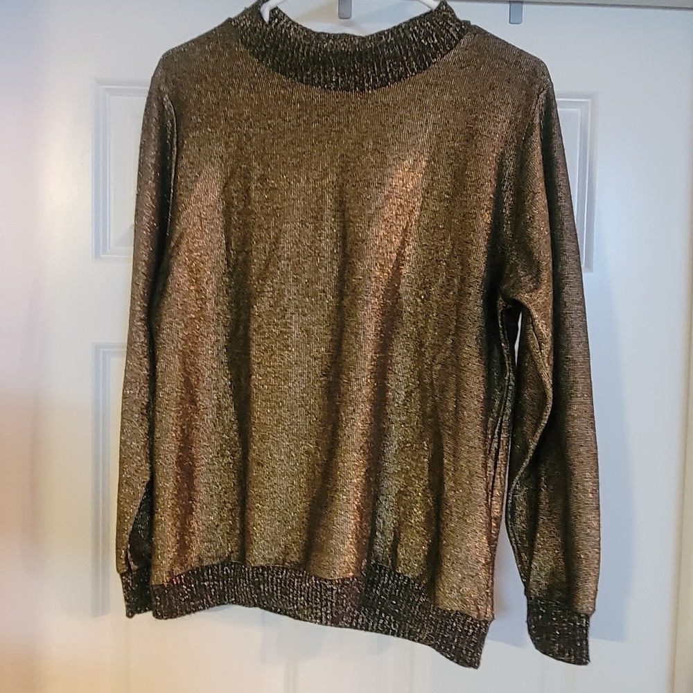 Vintage Lady Blair Blouse Metallic Gold Sparkly Size Large